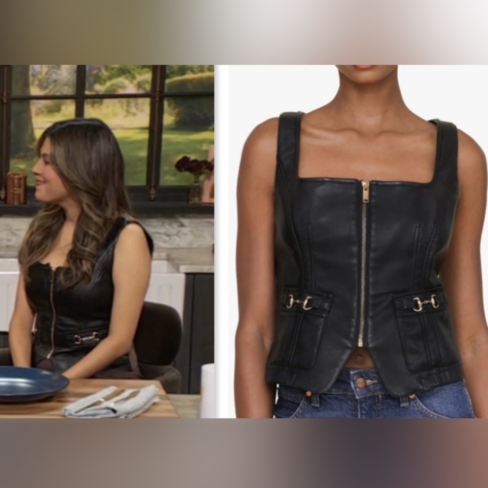7 For All Mankind Black Leather Vest